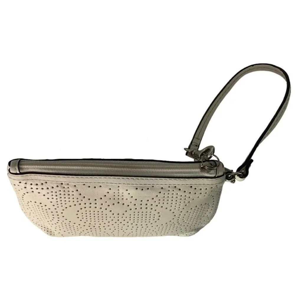 COACH Logo Perforated C's Leather Wristlet